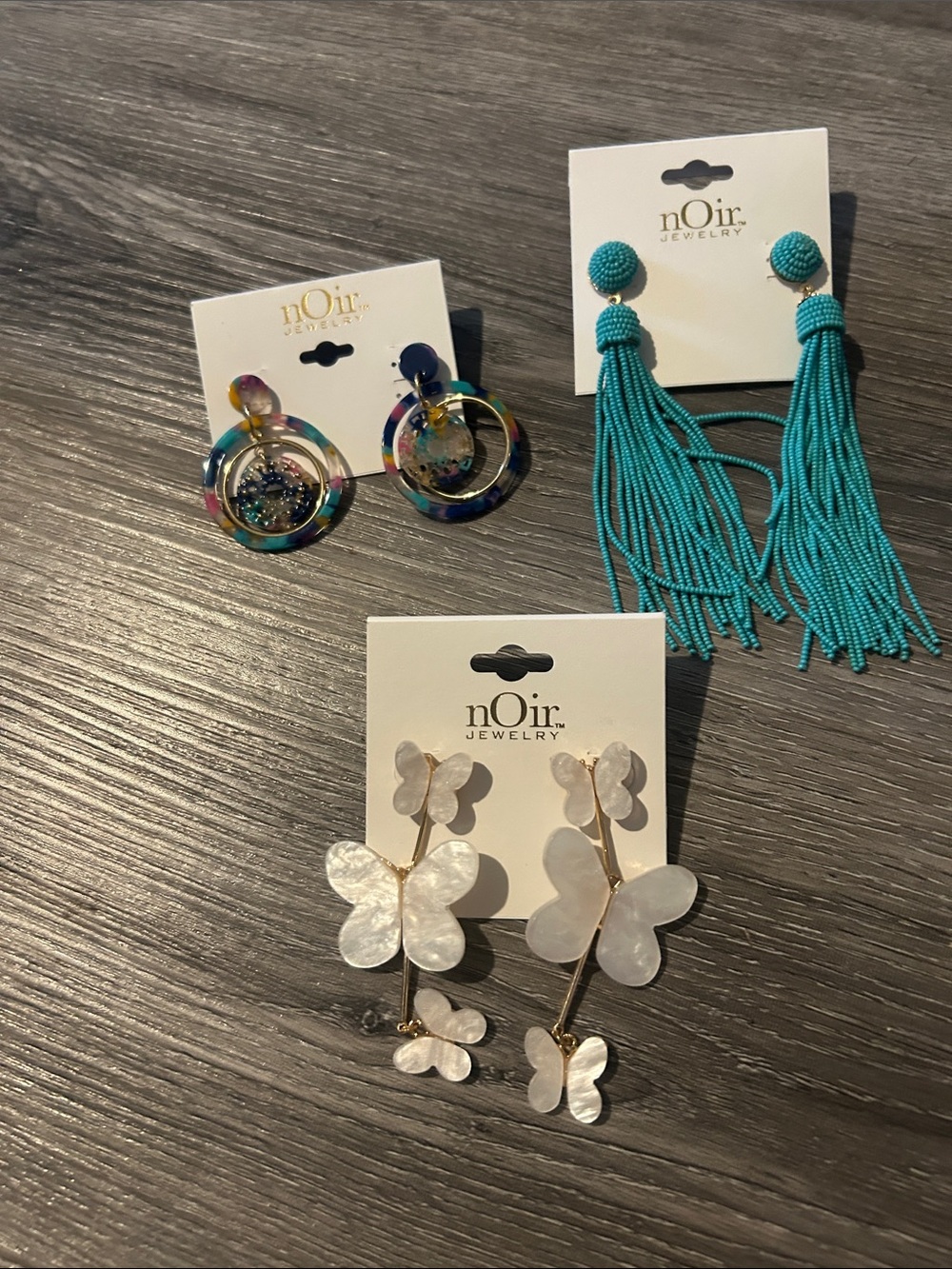 nOir Multicolor Hoop & Turquoise Tassel Earrings Set